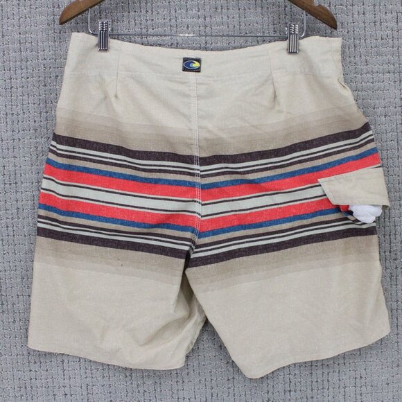 RSSURF Board Shorts Mens Size 38 Multicolor Striped Drawstring Surfing Beach - Picture 5 of 8